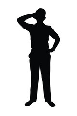 Standing man silhouette vector on white