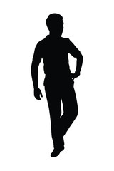Standing man silhouette vector on white