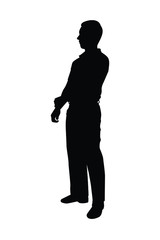 Standing man silhouette vector on white