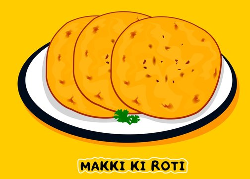 Makki ki Roti or Makke ki Roti indian Punjabi food Vector