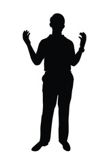 Standing man silhouette vector on white