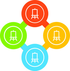 Easel Vector Illustration icon for all purpose. Isolated on 4 different backgrounds.