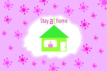 Stay at home take care of your self. COVID-19 coronavirus epidemic. virus outbreak concept, flue risk. staying at home in self quarantine, protection from the virus. flat style in vector illustration