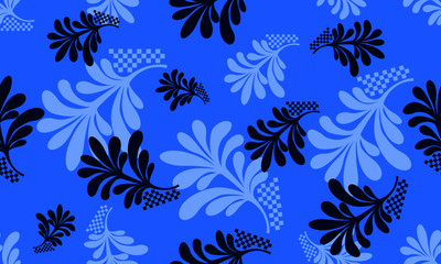 Smooth floral pattern with Japanese chrysanthemum on a blue background.