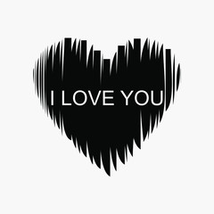 Obraz premium Black heart logo badge with text. Symbol of love. Hand drawn. Modern design. Fashionable print for clothes, cards, banners for photo sites. Vector illustration