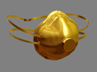 Respirator, medical mask in gold