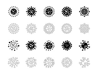 Coronavirus Covid 19 Icon Symbols Black and Outline