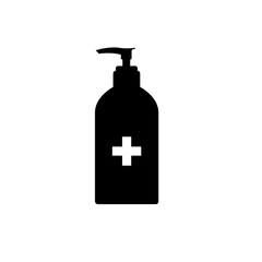 Disinfection. Hand sanitizer bottle icon, washing gel. Vector illustrationDisinfection. Hand sanitizer bottle icon, washing gel. Vector illustration