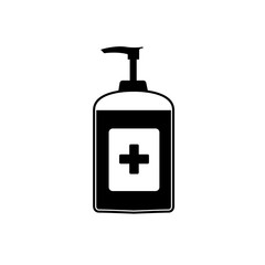 Disinfection. Hand sanitizer bottle icon, washing gel. Vector illustrationDisinfection. Hand sanitizer bottle icon, washing gel. Vector illustration