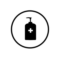 Disinfection. Hand sanitizer bottle icon, washing gel. Vector illustrationDisinfection. Hand sanitizer bottle icon, washing gel. Vector illustration