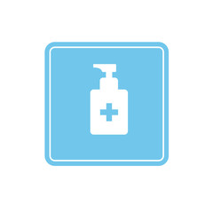 Disinfection. Hand sanitizer bottle icon, washing gel. Vector illustrationDisinfection. Hand sanitizer bottle icon, washing gel. Vector illustration