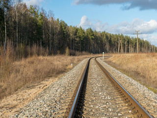 train tracks, early spring, dry grass