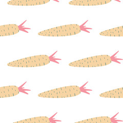 Radish seamless pattern in doodle style. Botanical wallpaper.