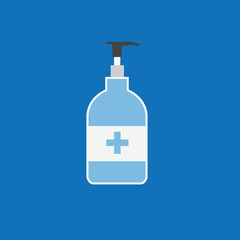 Disinfection. Hand sanitizer bottle icon, washing gel. Vector illustrationDisinfection. Hand sanitizer bottle icon, washing gel. Vector illustration