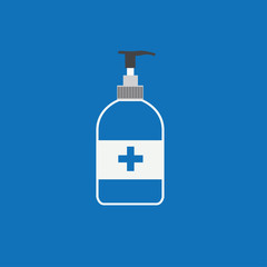 Obraz premium Disinfection. Hand sanitizer bottle icon, washing gel. Vector illustrationDisinfection. Hand sanitizer bottle icon, washing gel. Vector illustration