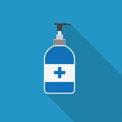 Disinfection. Hand sanitizer bottle icon, washing gel. Vector illustrationDisinfection. Hand sanitizer bottle icon, washing gel. Vector illustration