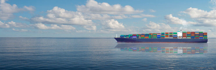 Container ship carrying container for import and export, business logistic and transportation by...