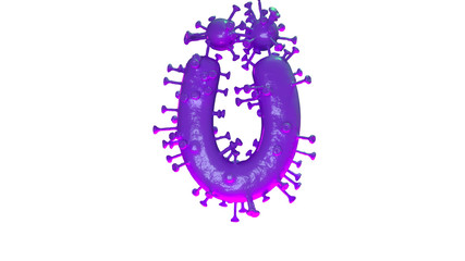 3d coronavirus covid19 letters, letter Ü creative typography
