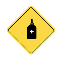 Disinfection. Hand sanitizer bottle icon, washing gel. Vector illustrationDisinfection. Hand sanitizer bottle icon, washing gel. Vector illustration