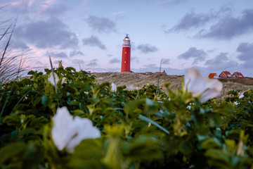 Texel lighthouse during sunset Netherlands Dutch Island Texel