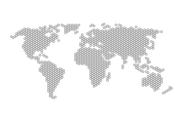 Fototapeta na wymiar Grey world map with hexagons vector illustration flat design.