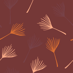 Funky Tropical Vector Seamless Pattern. Painted Floral Background. Chic Summer Textile. Feather Banana Leaves 