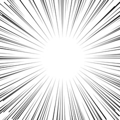 Obraz premium Motion radial zoom speed line on white background for comic books. Manga speed frame, action, explosion background.
