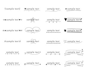おしゃれな手書きの見出しやタイトルの装飾/素材/ベクター
