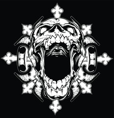 Fantasy skull screaming illustration .
