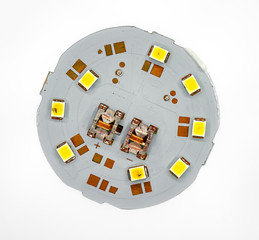 LED lamp with printed circuit board inside view