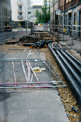 Fenced space on the sidewalk for overhaul