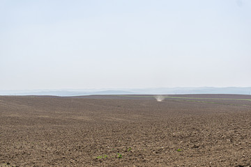 plowed fields. arable land for wheat. agricultural fields