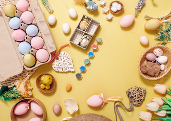 Easter decoration table. Decor. Handmade. Background. Easter concept. 