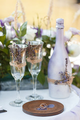 glasses with champagne at a wedding