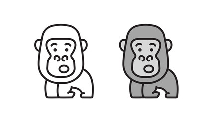 Cartoon cute gorilla icon in modern flat style. Simple vector illustration of wildlife.