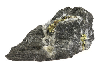 crystallized gold in matrix from Hungary isolated on white background