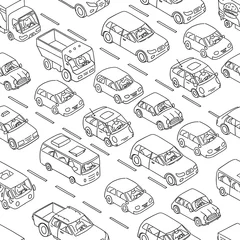 Washable wall murals Cars hand drawn seamless pattern
