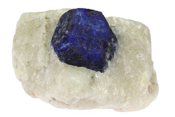 lazurite from Badakhshan province, Afghanistan isolated on white background