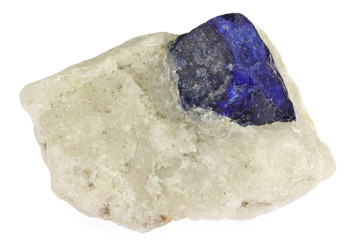 lazurite from Badakhshan province, Afghanistan isolated on white background