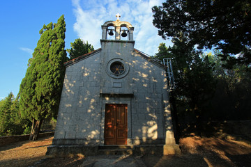 Church of St. John and Paul in Humac, ghost village, abandoned village on Hvar island, Croatia