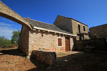 Humac, ghost village, abandoned village on Hvar island, Croatia