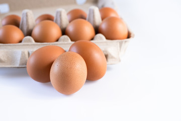 Raw chicken eggs organic food for good health high protein on white background