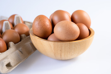 Raw chicken eggs organic food for good health high protein on white background