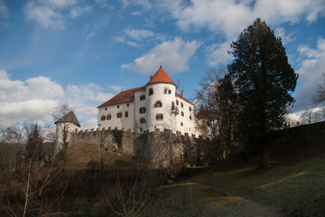 Velenje castle above the city of Velenje in Slovenia. Beautiful historical castle building is one...