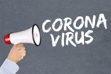 Coronavirus corona virus outbreak disease ill illness megaphone