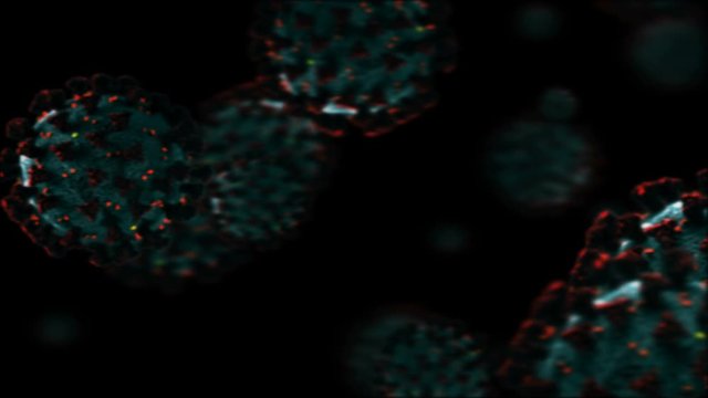 Coronavirus (COVID-19) medical animation. The virus model is realistic. Realistic 3D footage of the severe acute respiratory syndrome coronavirus 2 (SARS-CoV-2) formerly known as 2019-nCoV