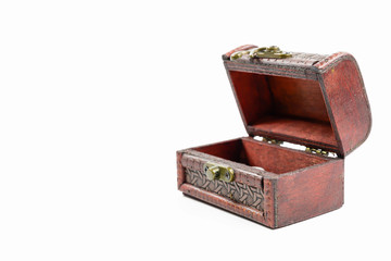 Mini treasure chest on a white background