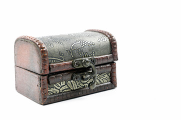 Mini treasure chest on a white background
