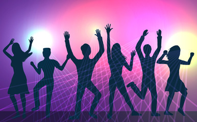 Fototapeta na wymiar Vector illustration of dance music party with color music.