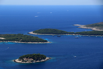 Paklinski Islands view from Napoleon fortress in Hvar island, Croatia
